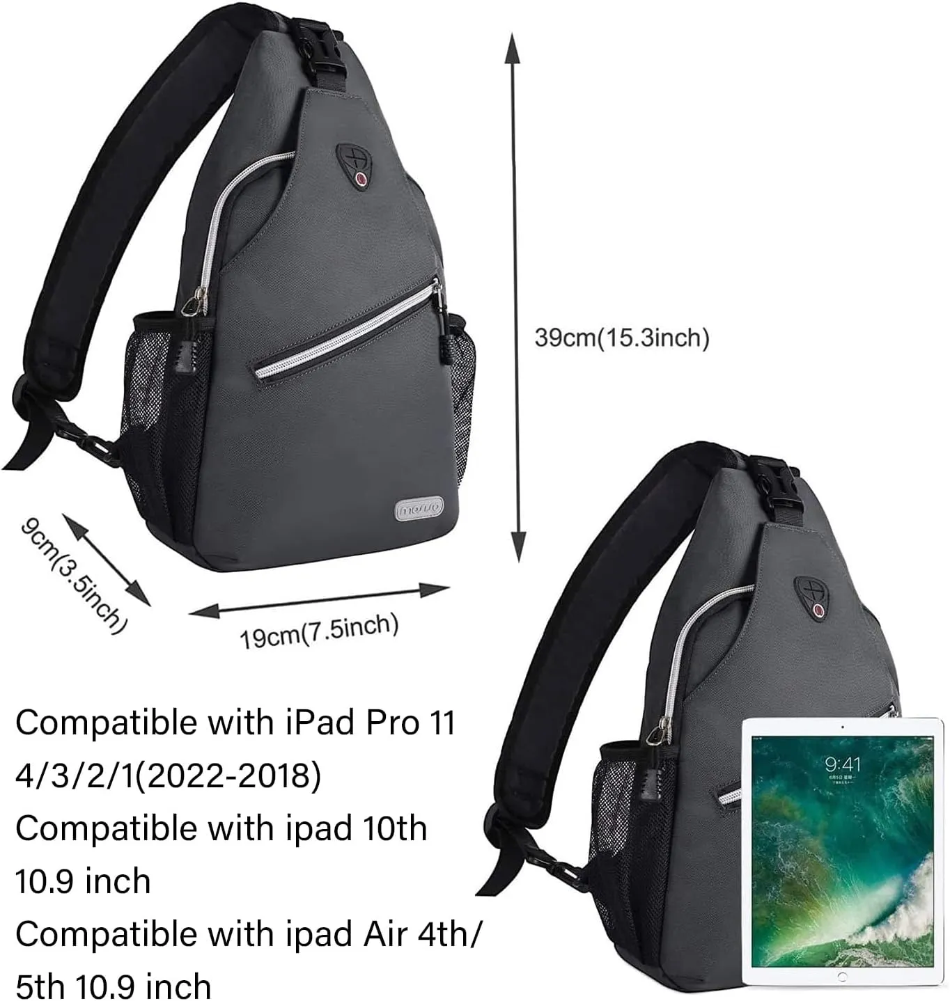 MOSISO Sling Backpack, Multipurpose Crossbody Shoulder Bag Travel Hiking Daypack