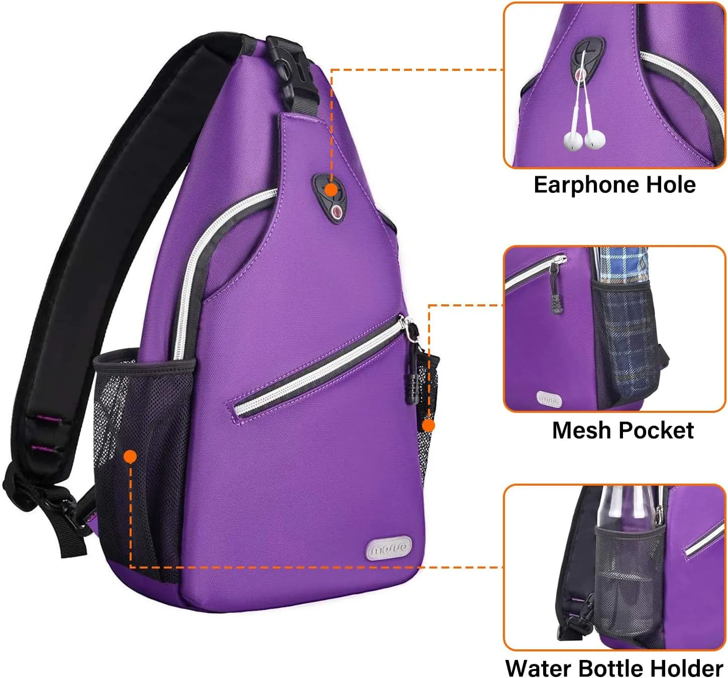 MOSISO Sling Backpack, Multipurpose Crossbody Shoulder Bag Travel Hiking Daypack