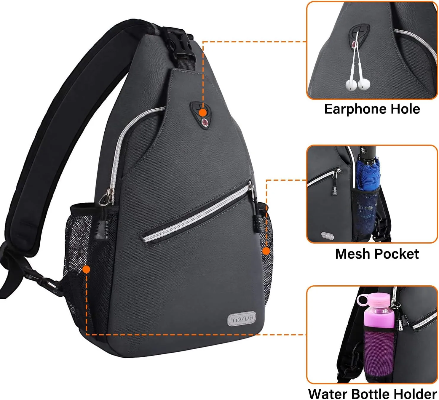 MOSISO Sling Backpack, Multipurpose Crossbody Shoulder Bag Travel Hiking Daypack