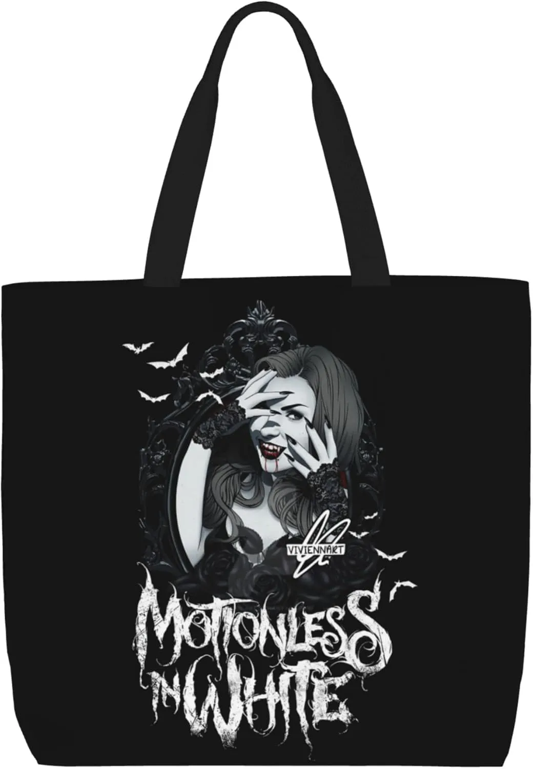 Motionless Rock In White Tote Bag for Women Lightweight Large Tote Bag Shoulder Bag Handbag for Travel Work Gym, Black
