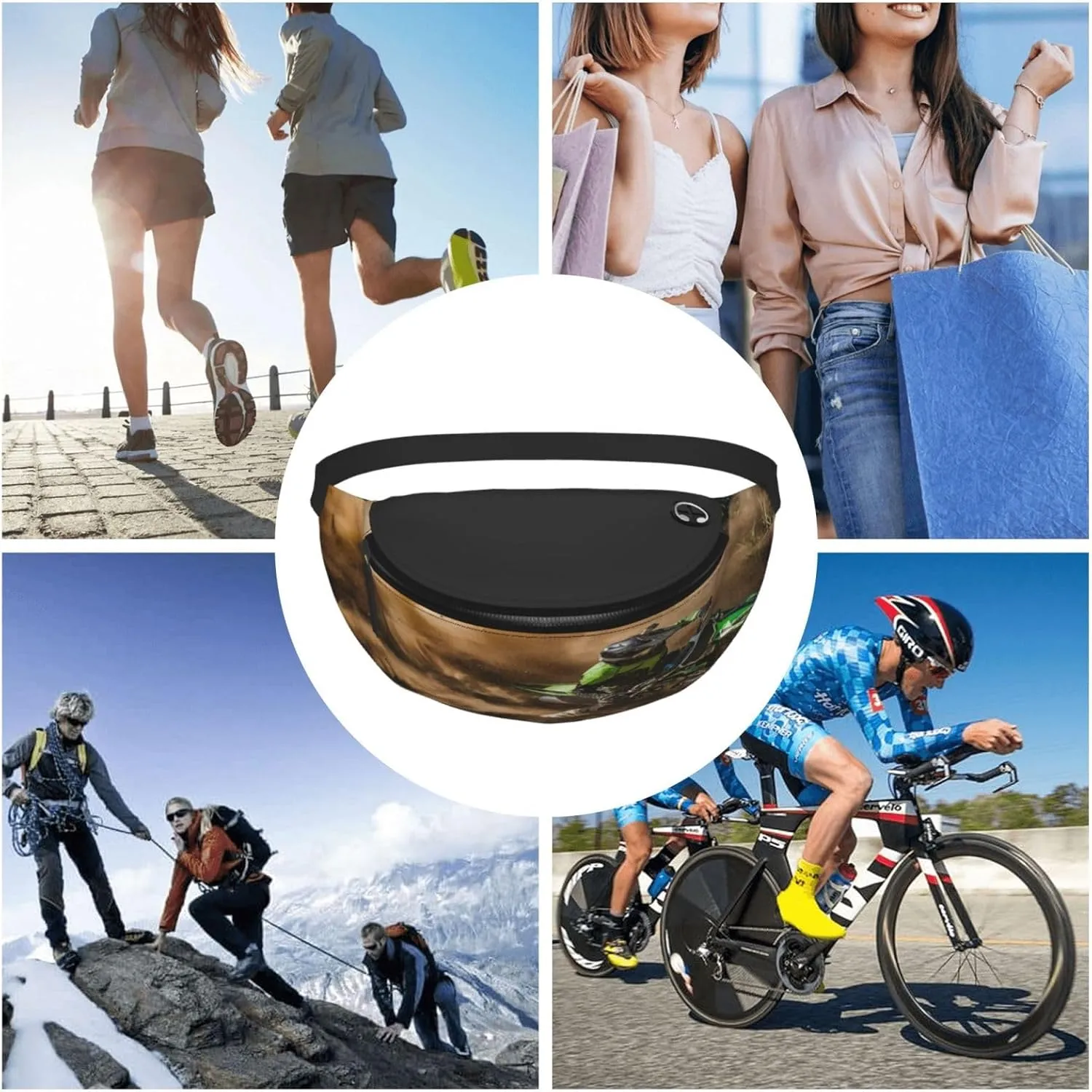 Motocross Dirt Bike Fanny Pack, Crossbody Waist Packs for Women Men Waist Bags with Adjustable Strap for Travel Running Hiking Sport