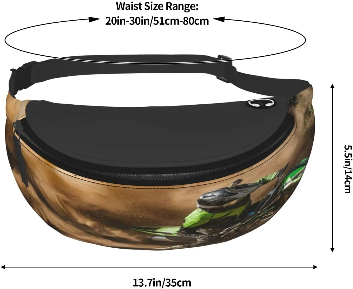 Motocross Dirt Bike Fanny Pack, Crossbody Waist Packs for Women Men Waist Bags with Adjustable Strap for Travel Running Hiking Sport