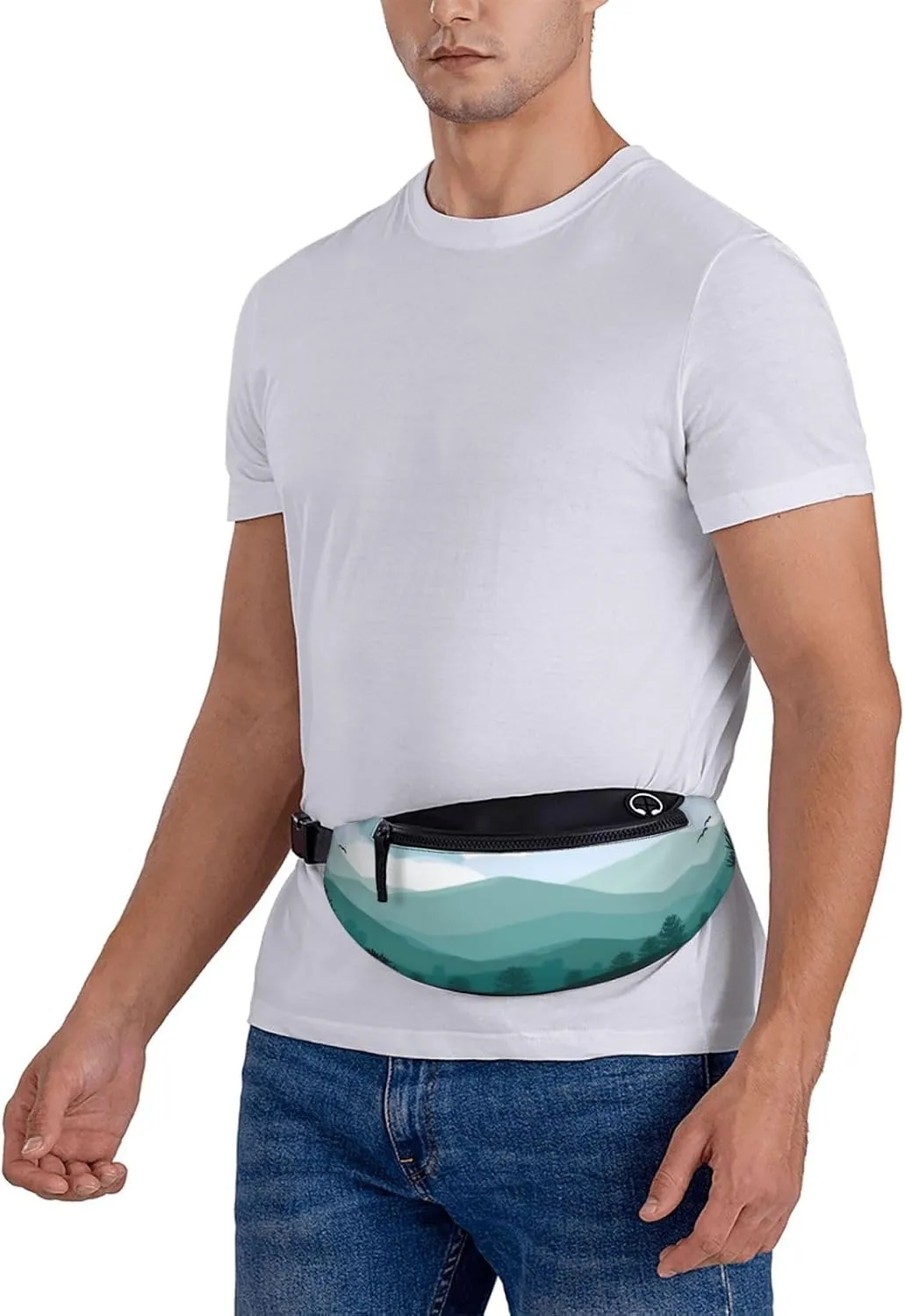 Mountain Landscape Fanny Pack, Crossbody Waist Packs for Women Men Waist Bags with Adjustable Strap for Travel Running Hiking Sport