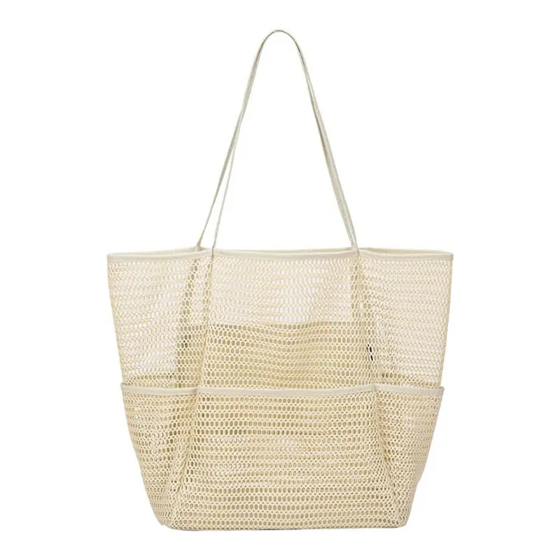 Multi Pockets Beach Bag For Towels Mesh Durable Travel Waterproof Tote Bag