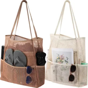 Multi Pockets Beach Bag For Towels Mesh Durable Travel Waterproof Tote Bag
