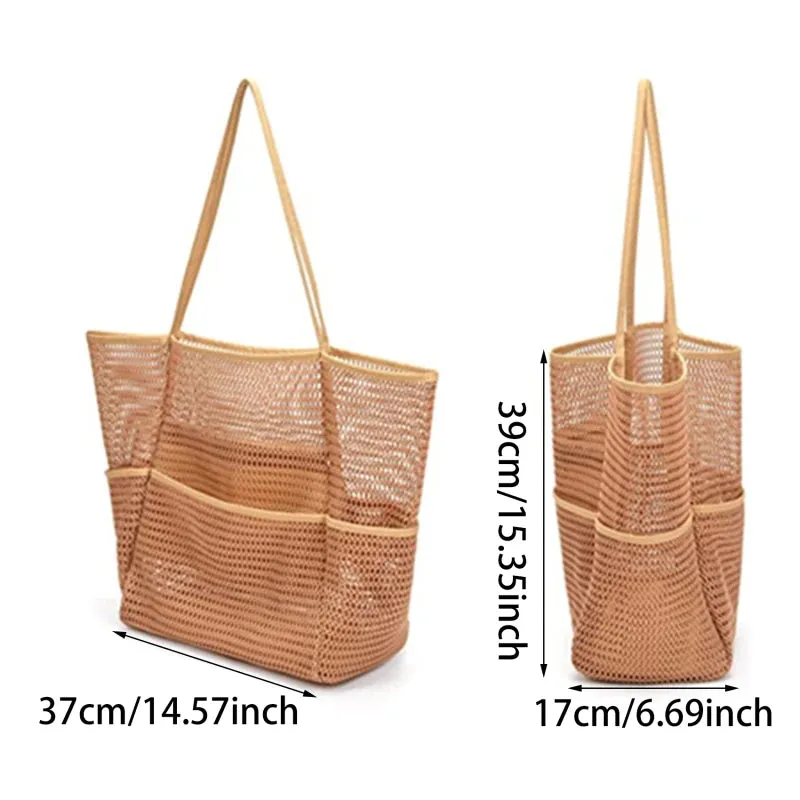 Multi Pockets Beach Bag For Towels Mesh Durable Travel Waterproof Tote Bag