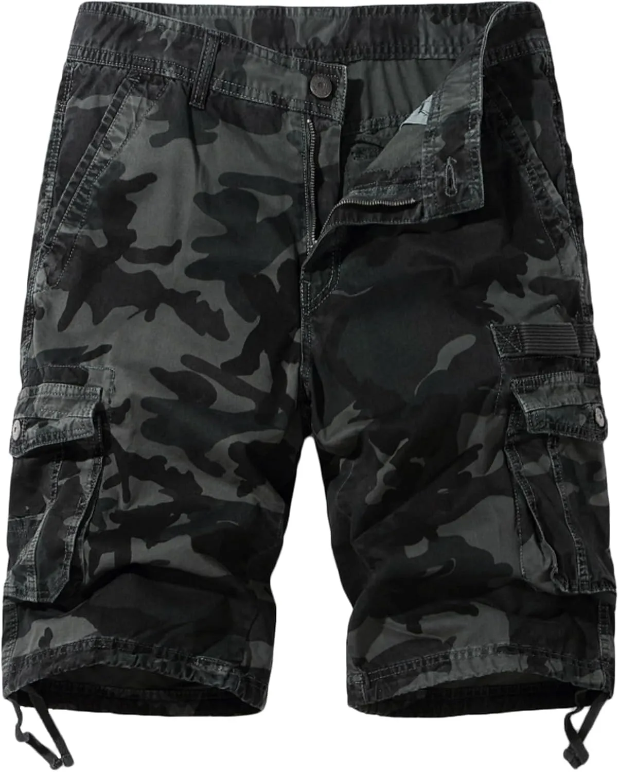 Muscularfit Cargo Shorts for Men Casual Cotton Multi Pockets Camo Shorts Outdoor Fashion Buckle Zipper Camouflage Gym Shorts
