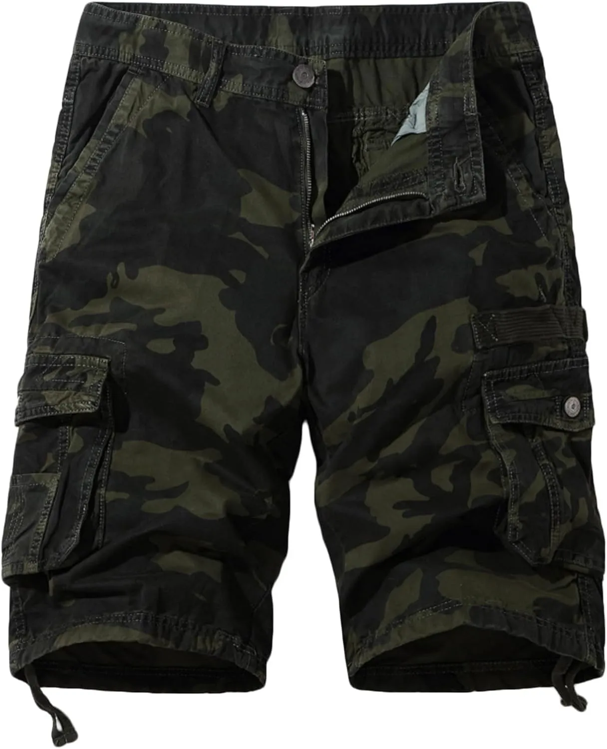 Muscularfit Cargo Shorts for Men Casual Cotton Multi Pockets Camo Shorts Outdoor Fashion Buckle Zipper Camouflage Gym Shorts