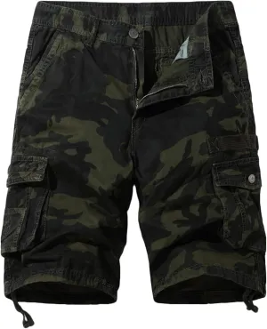 Muscularfit Cargo Shorts for Men Casual Cotton Multi Pockets Camo Shorts Outdoor Fashion Buckle Zipper Camouflage Gym Shorts