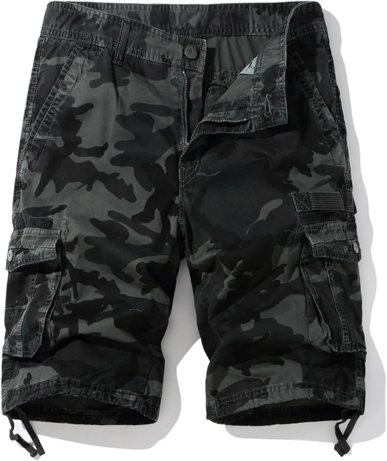 Muscularfit Cargo Shorts for Men Casual Cotton Multi Pockets Camo Shorts Outdoor Fashion Buckle Zipper Camouflage Gym Shorts