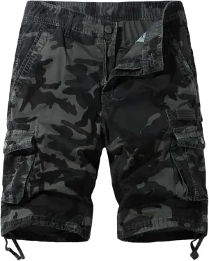 Muscularfit Cargo Shorts for Men Casual Cotton Multi Pockets Camo Shorts Outdoor Fashion Buckle Zipper Camouflage Gym Shorts