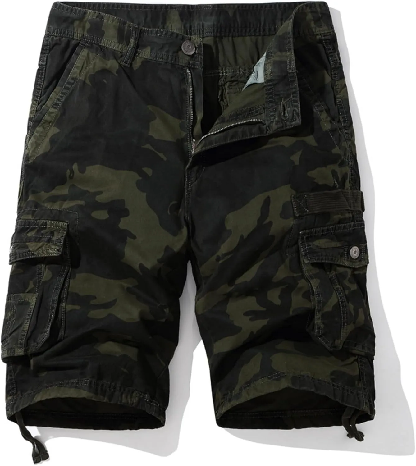 Muscularfit Cargo Shorts for Men Casual Cotton Multi Pockets Camo Shorts Outdoor Fashion Buckle Zipper Camouflage Gym Shorts