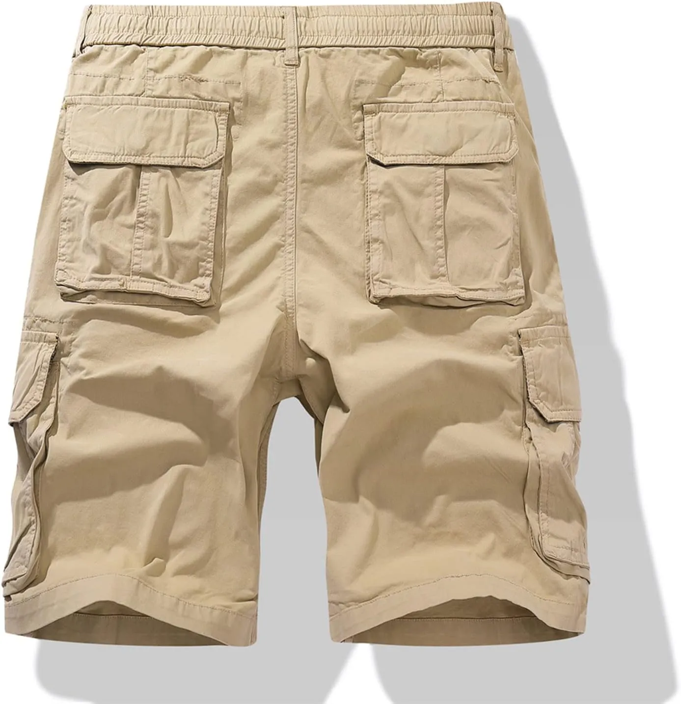 Muscularfit Cotton Shorts Men Big and Tall Athletic Gym Cargo Shorts Drawstring Elastic Waist Summer Beach Tooling Shorts