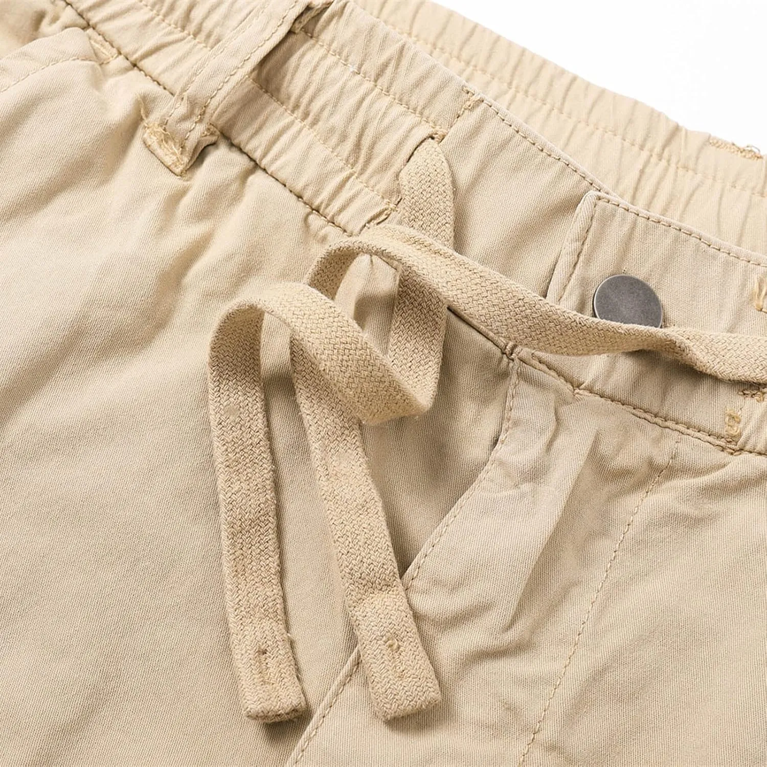 Muscularfit Cotton Shorts Men Big and Tall Athletic Gym Cargo Shorts Drawstring Elastic Waist Summer Beach Tooling Shorts