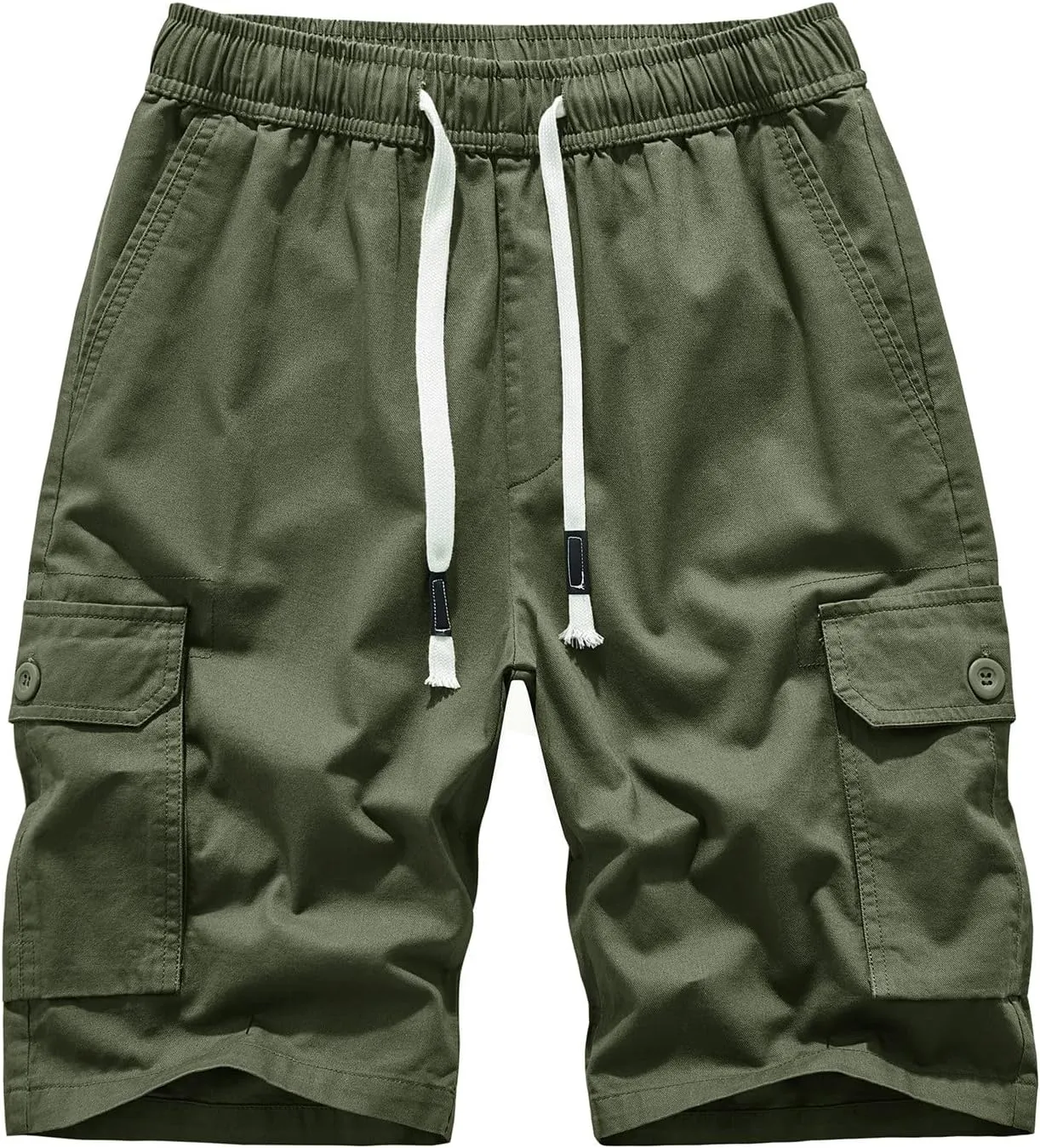 Muscularfit Mens Cotton Cargo Shorts with Pockets Drawstring Elastic Waist Camouflage Shorts Regular Fit Camo Athletic Shorts