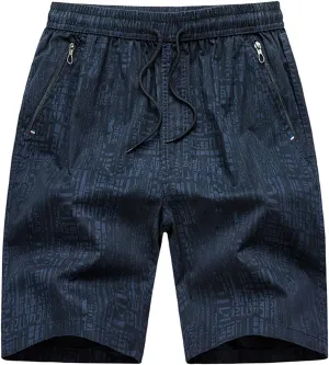 Muscularfit Mens Shorts Casual Stretch Cotton Drawstring Shorts Loose Fit Zipper Pockets Athletic Shorts Summer Beach Shorts