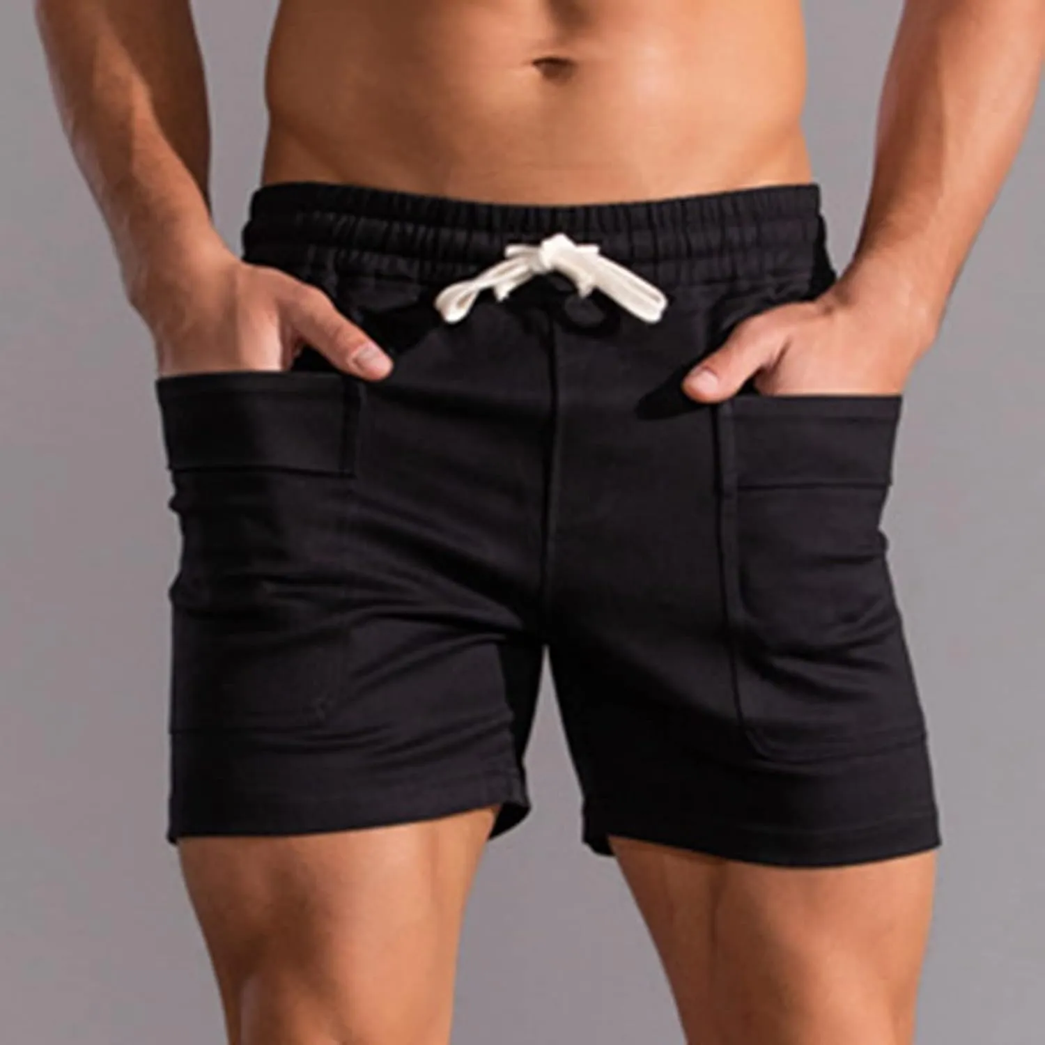 Muscularfit Mens Shorts Casual Stretch Waist Cotton Shorts Multi Pocket Drawstring Elastic Waist Cargo Shorts Regular Shorts