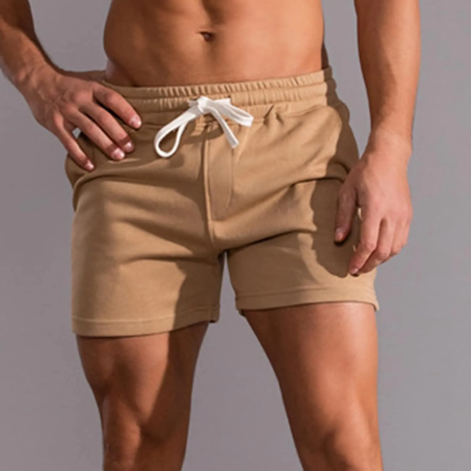Muscularfit Mens Workout Shorts Summer Causal Elastic Waist Drawstring Cotton Shorts Loose Fit Athletic Gym Jogging Shorts