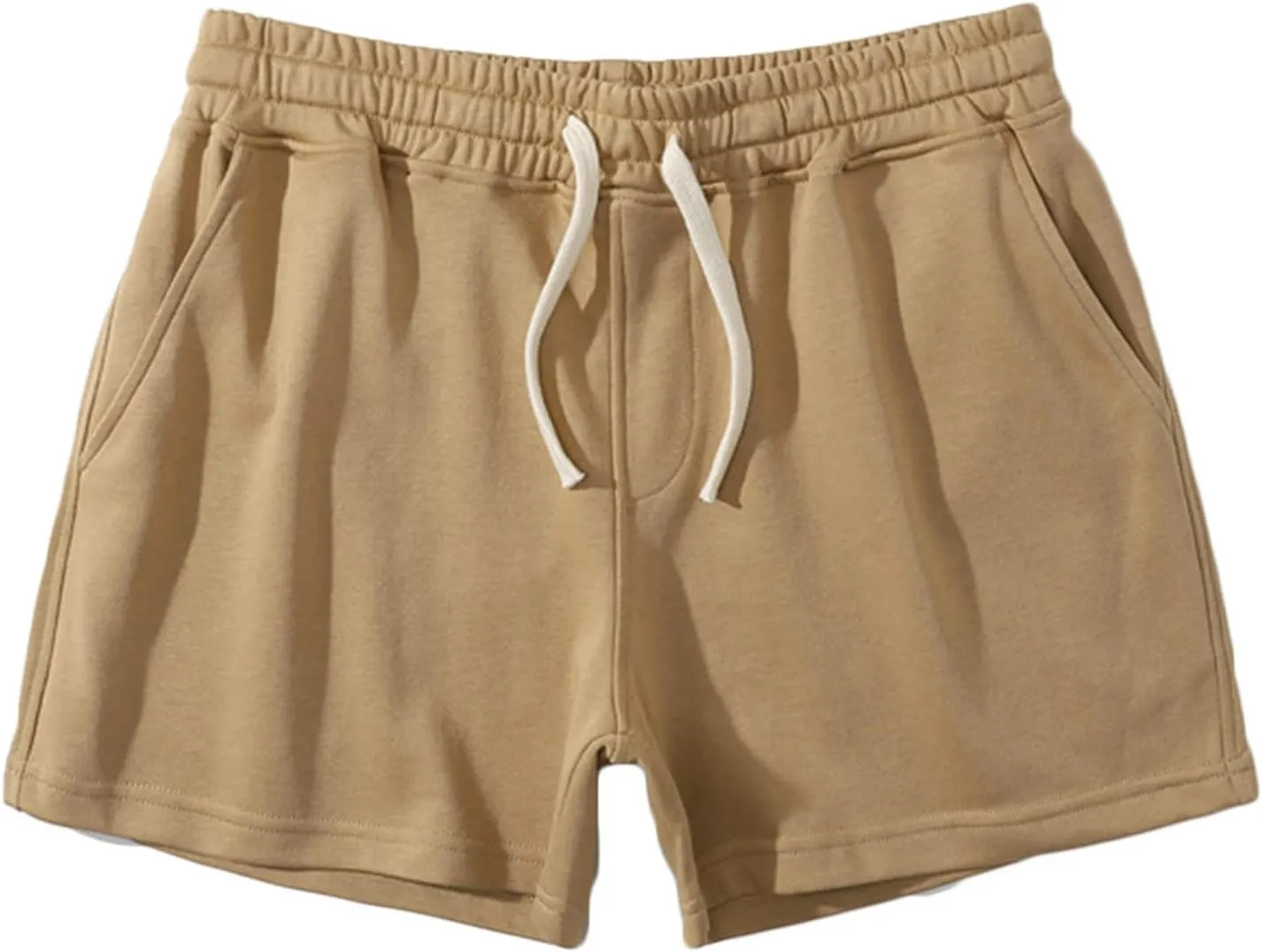 Muscularfit Mens Workout Shorts Summer Causal Elastic Waist Drawstring Cotton Shorts Loose Fit Athletic Gym Jogging Shorts