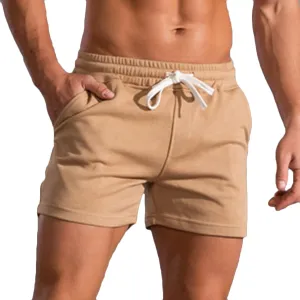 Muscularfit Mens Workout Shorts Summer Causal Elastic Waist Drawstring Cotton Shorts Loose Fit Athletic Gym Jogging Shorts