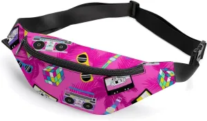 Music And Fun Pink Design Crossbody Waist Bag with Large Capacity And Portability