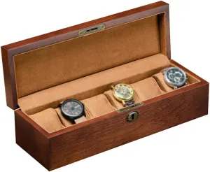 MUSUMI Watch Box Wooden for Men Women 6 Slots Jewelry Bracelet Display Storage Case Showcase Organiser with Soft Pillows and Lockable Metal Lock