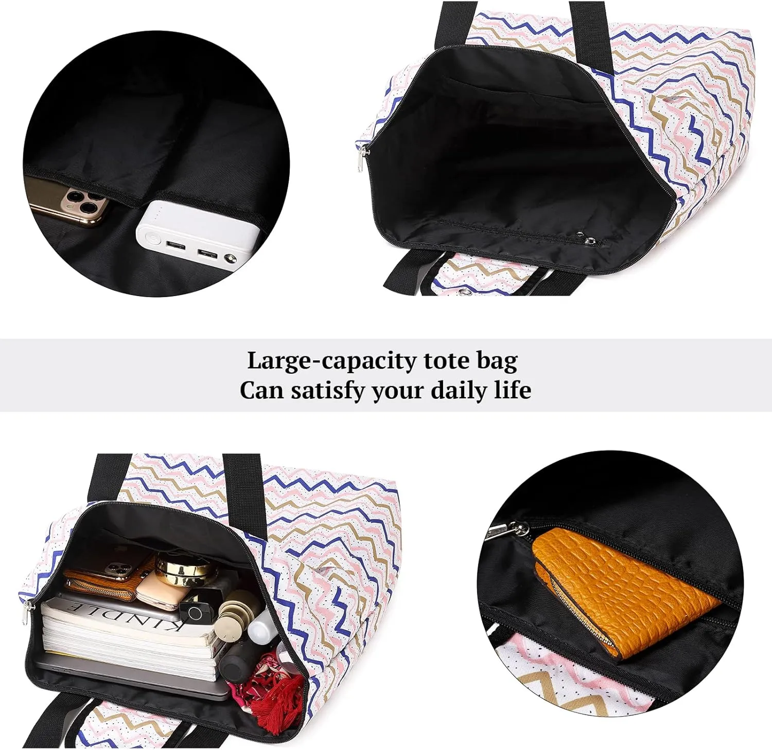 mygreen Foldable Work Tote Bags For Women Large Tote Travel Bag, Nurse Bag, Teacher Bag, Mom Bag