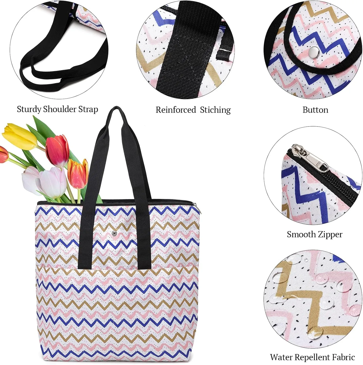 mygreen Foldable Work Tote Bags For Women Large Tote Travel Bag, Nurse Bag, Teacher Bag, Mom Bag