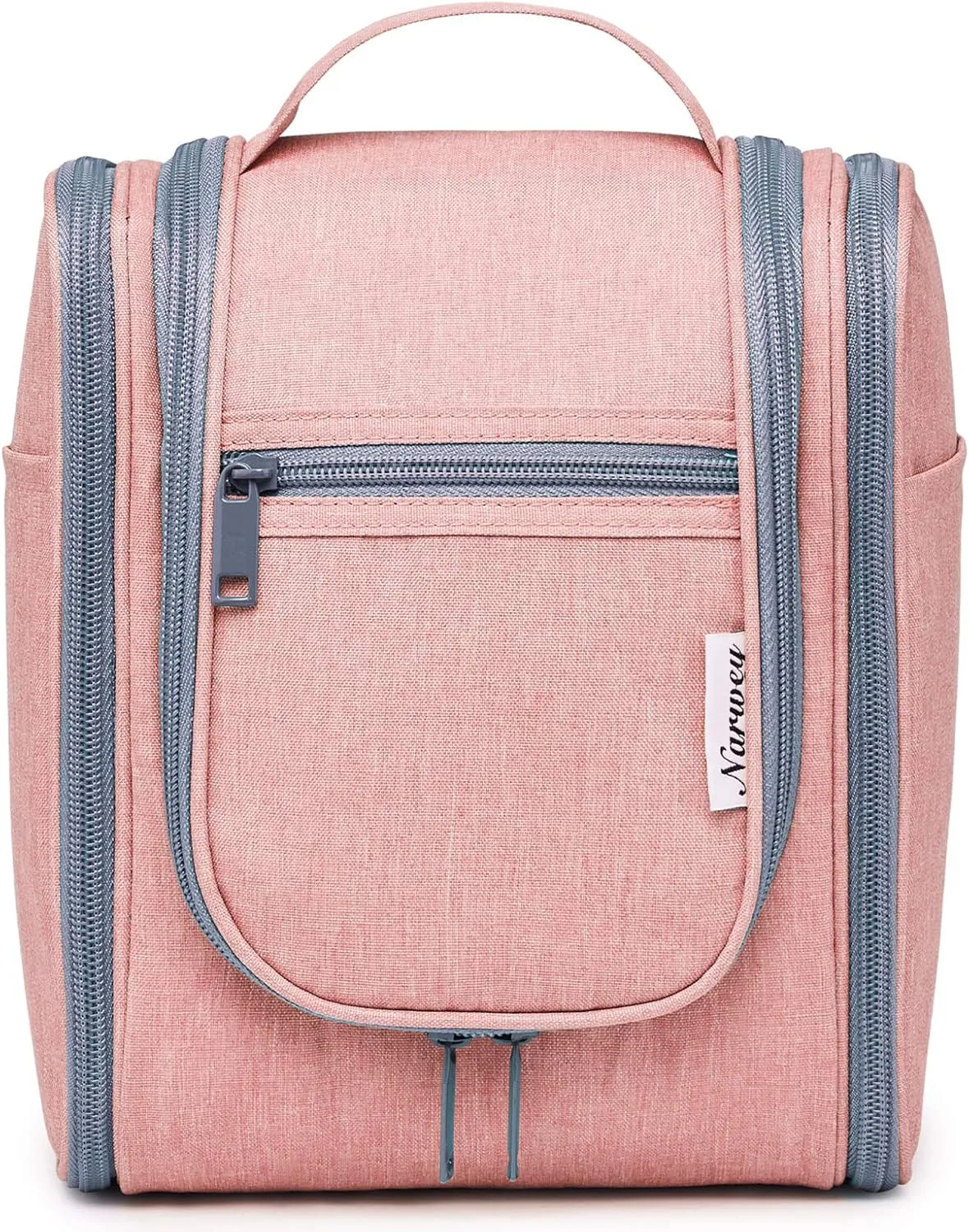 Narwey Small Hanging Toiletry Bag Women Travel Makeup Bag Organizer Toiletries Bag for Travel Size Essentials Accessories Cosmetics (Medium, Pink)