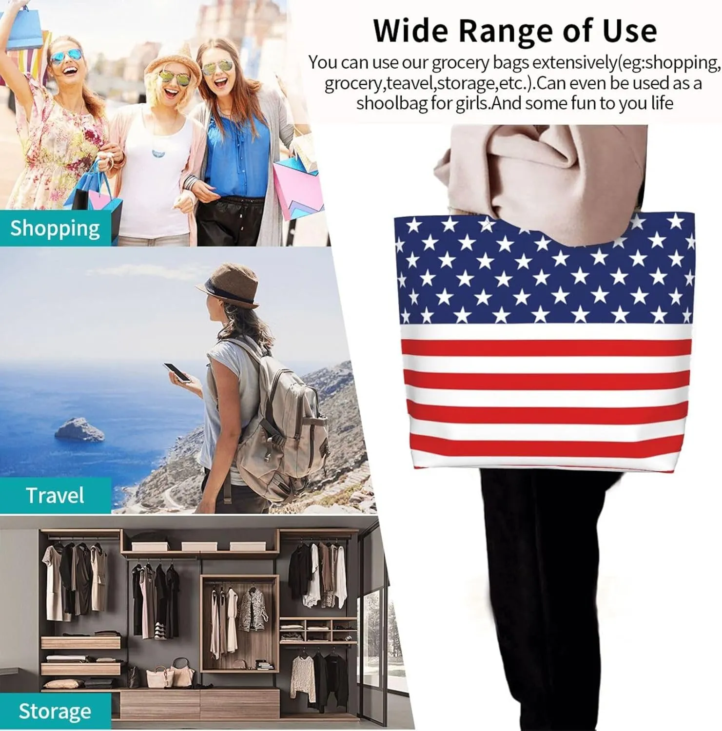 National Flag Tote Bag For Women Men, Extra Large Shoulder Tote Bag For Beach Travel Gym Grocery Shopping