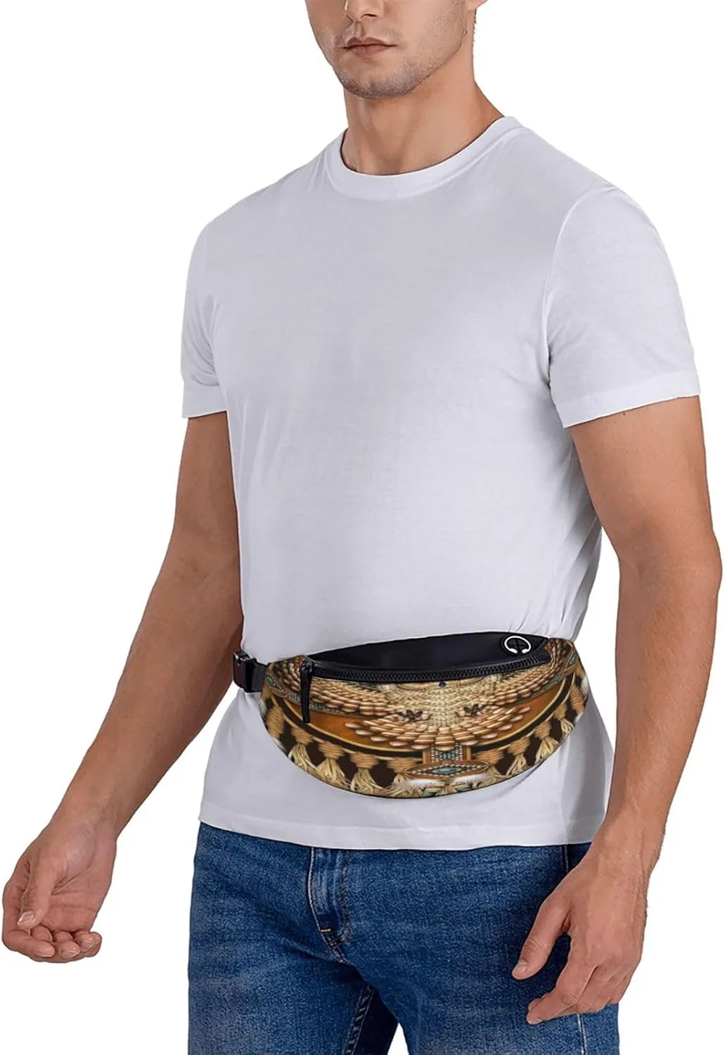 Native American Falcon Mandala Waist Packs Unisex Adjustable Shoulder Strap Messenger Bag Sports Travel Running Leisure Waist Bag