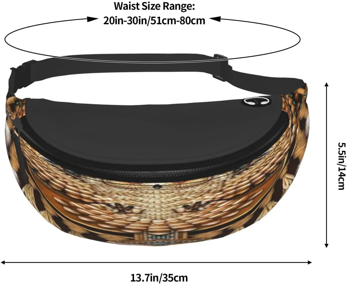 Native American Falcon Mandala Waist Packs Unisex Adjustable Shoulder Strap Messenger Bag Sports Travel Running Leisure Waist Bag