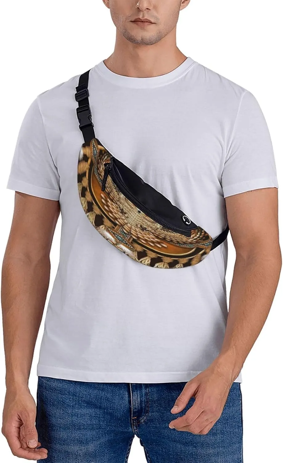 Native American Falcon Mandala Waist Packs Unisex Adjustable Shoulder Strap Messenger Bag Sports Travel Running Leisure Waist Bag