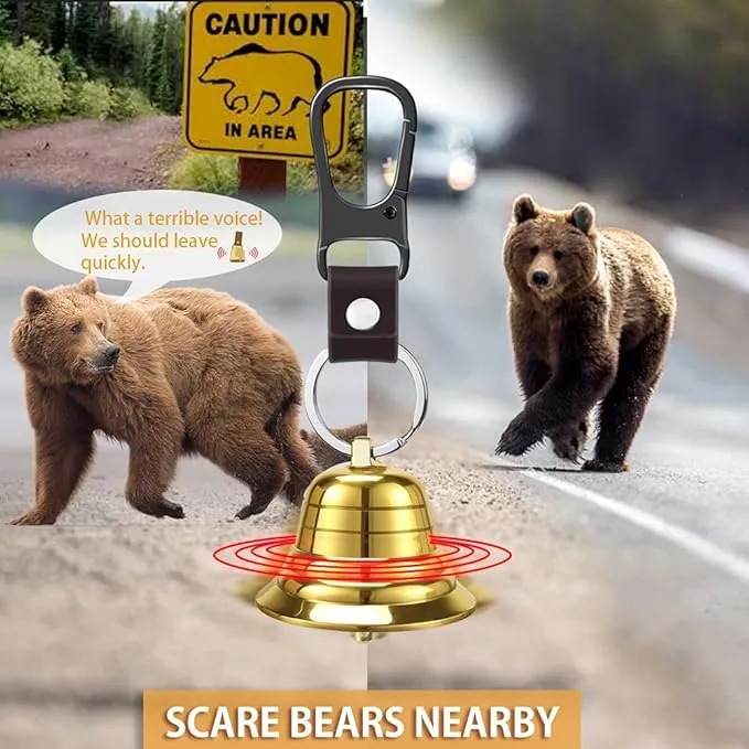 NedFoss 2Pack 2" Loud Bear Bell with Whistle Set for Hikers, 3 in 1 Hiking Gear Solid Brass Bear Bells with Silencer, Emergency Whistle and Carabiner for Survival, Hiking, Biking, Fishing, Climbing