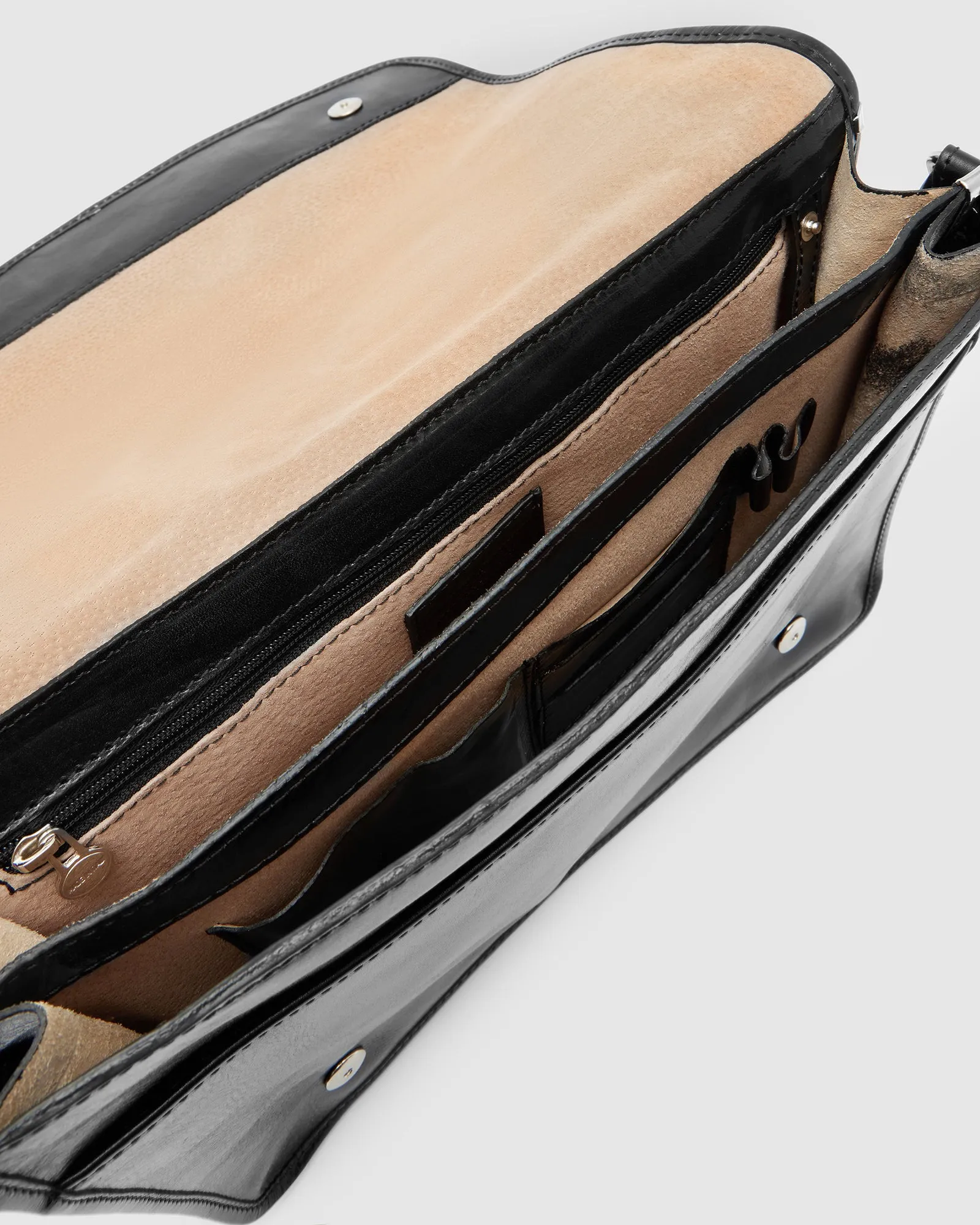 Nero Black - Leather Messenger Double Compartment