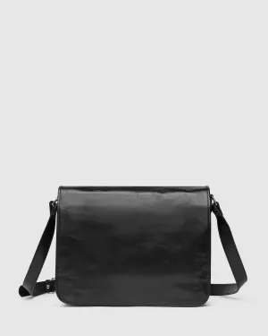 Nero Black - Leather Messenger Double Compartment