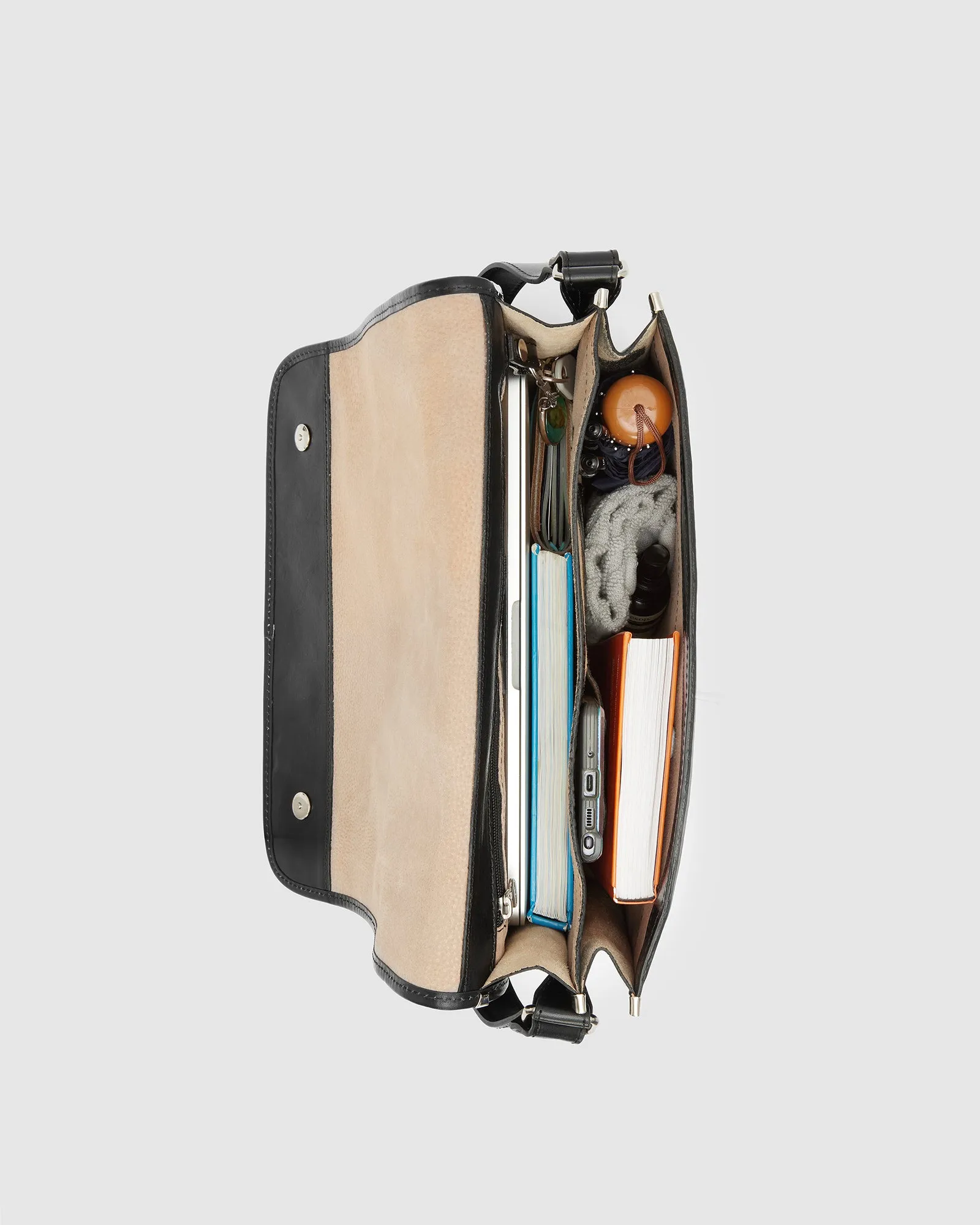 Nero Black - Leather Messenger Double Compartment
