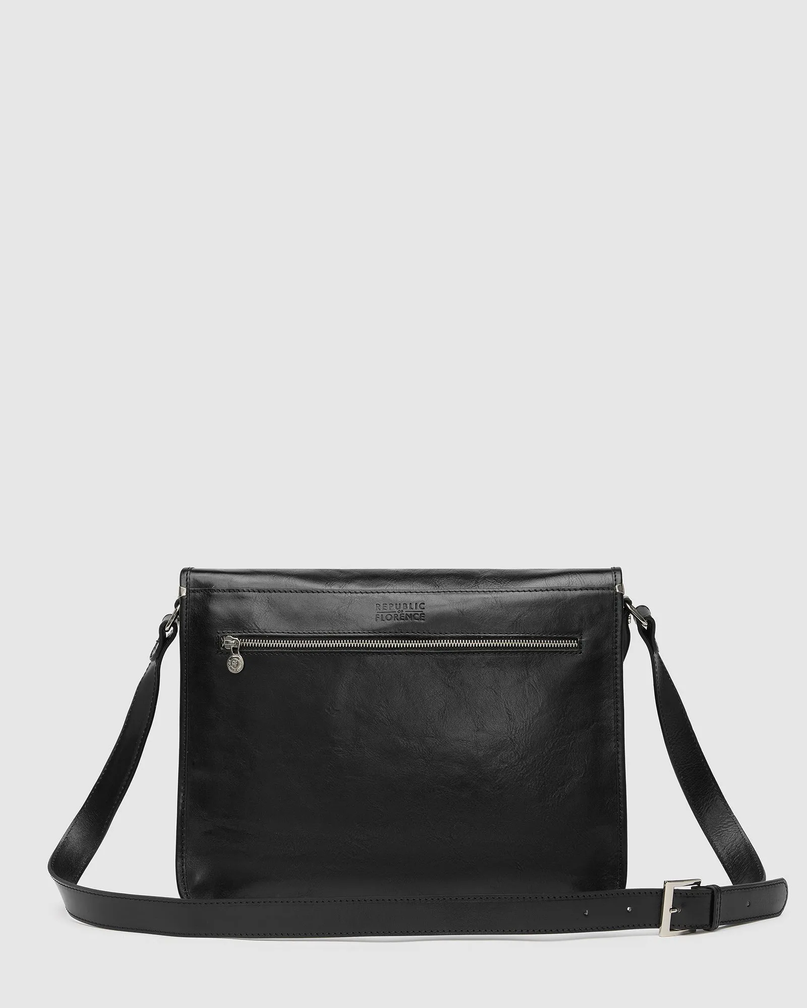 Nero Black - Leather Messenger Double Compartment