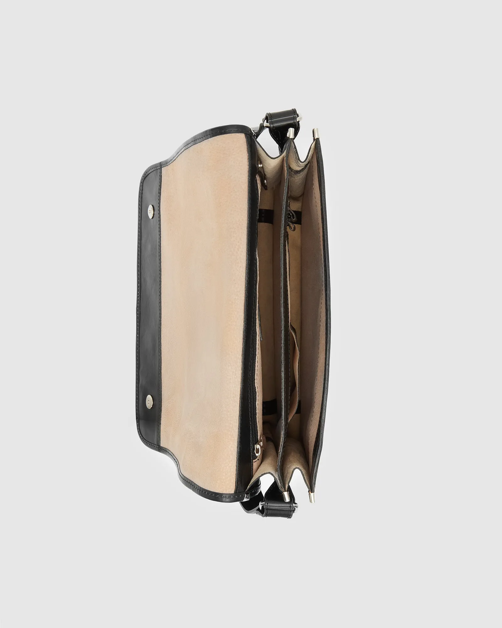 Nero Black - Leather Messenger Double Compartment
