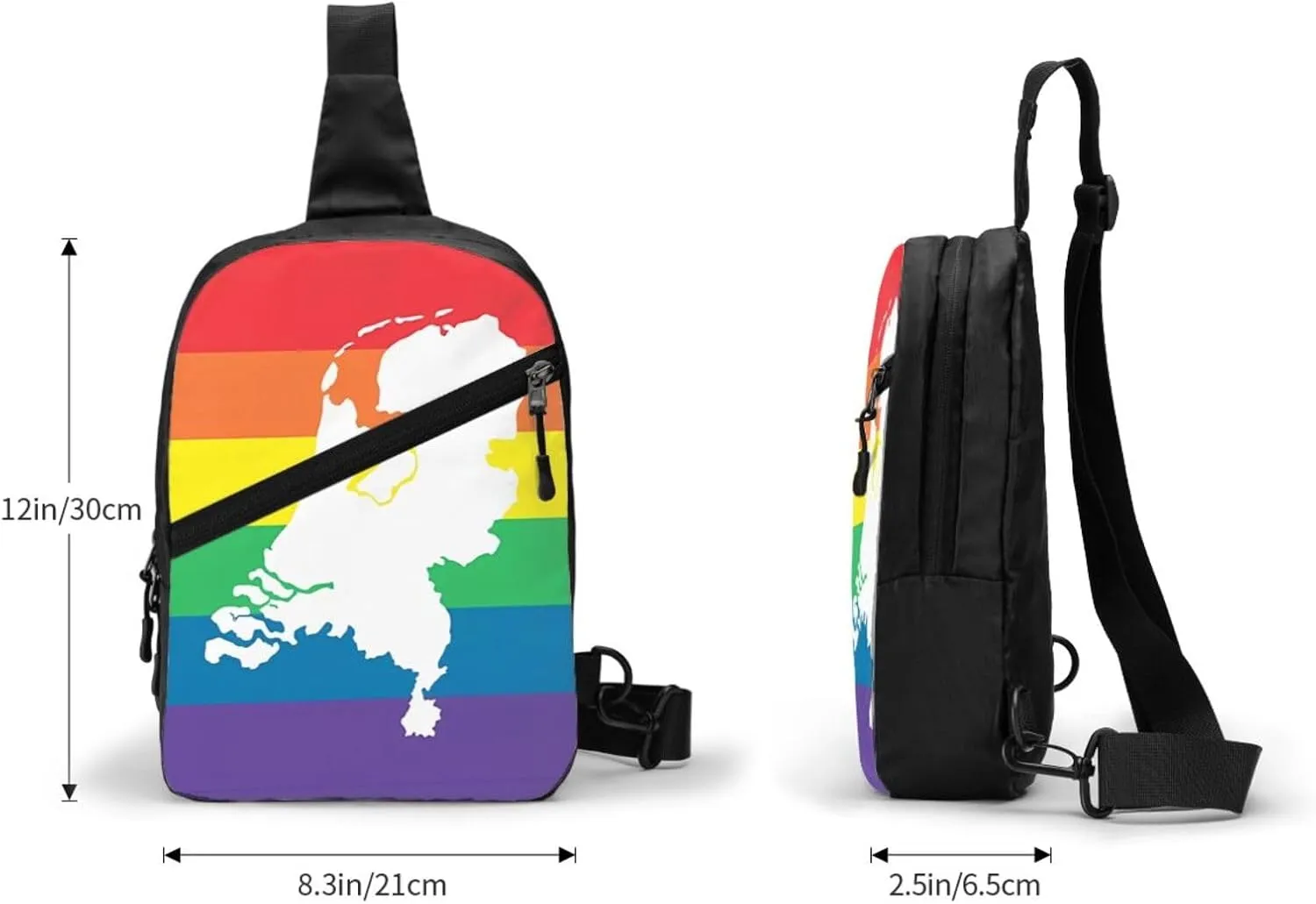 Netherlands Holland LGBT Pride Flag Packable Crossbody Bag Portable Sling Bags Foldable Travel Daypack Reusable Sports Shoulder Backpack Diagonally Chest Bag for Workout
