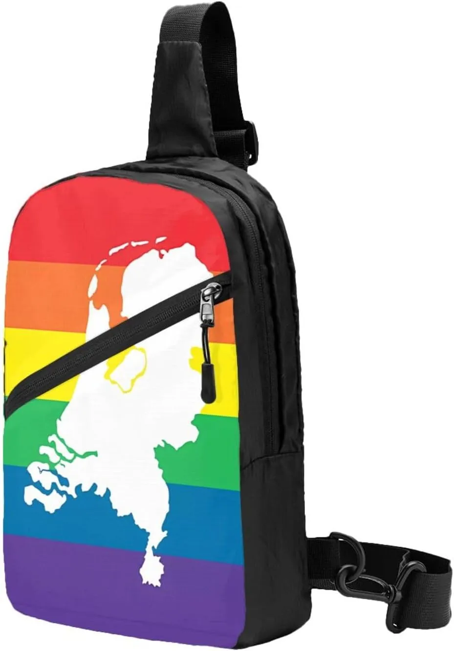 Netherlands Holland LGBT Pride Flag Packable Crossbody Bag Portable Sling Bags Foldable Travel Daypack Reusable Sports Shoulder Backpack Diagonally Chest Bag for Workout