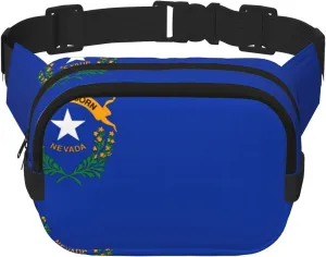 Nevada State Flag print Crossbody Bag Unisex - Square Double Layer Waist Bag Everywhere Fanny Pack Purse with Adjustable Strap