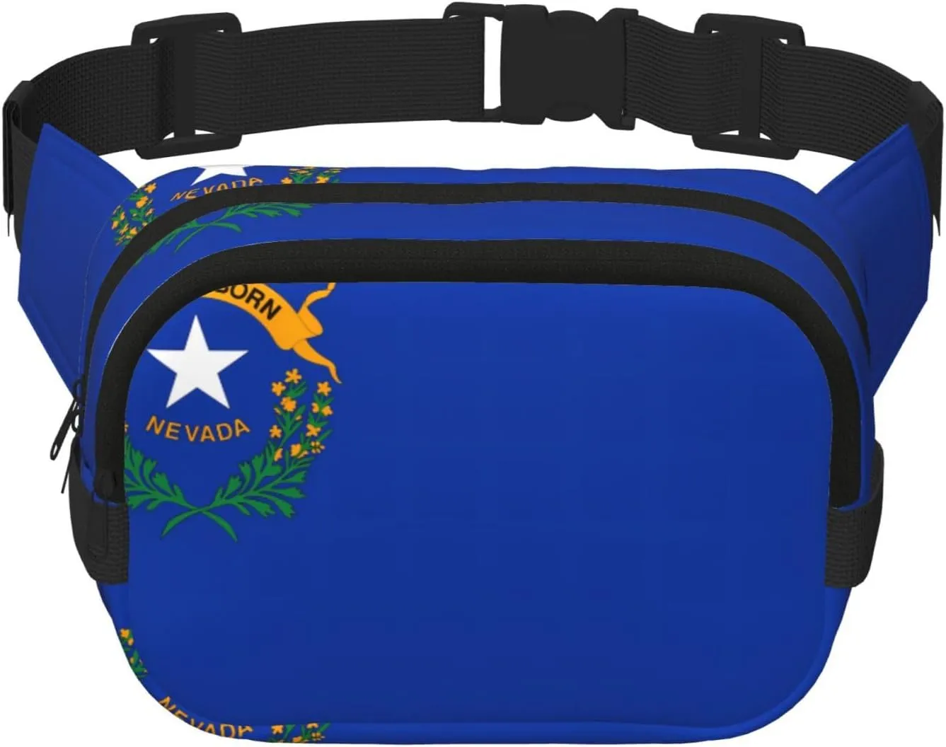 Nevada State Flag print Crossbody Bag Unisex - Square Double Layer Waist Bag Everywhere Fanny Pack Purse with Adjustable Strap