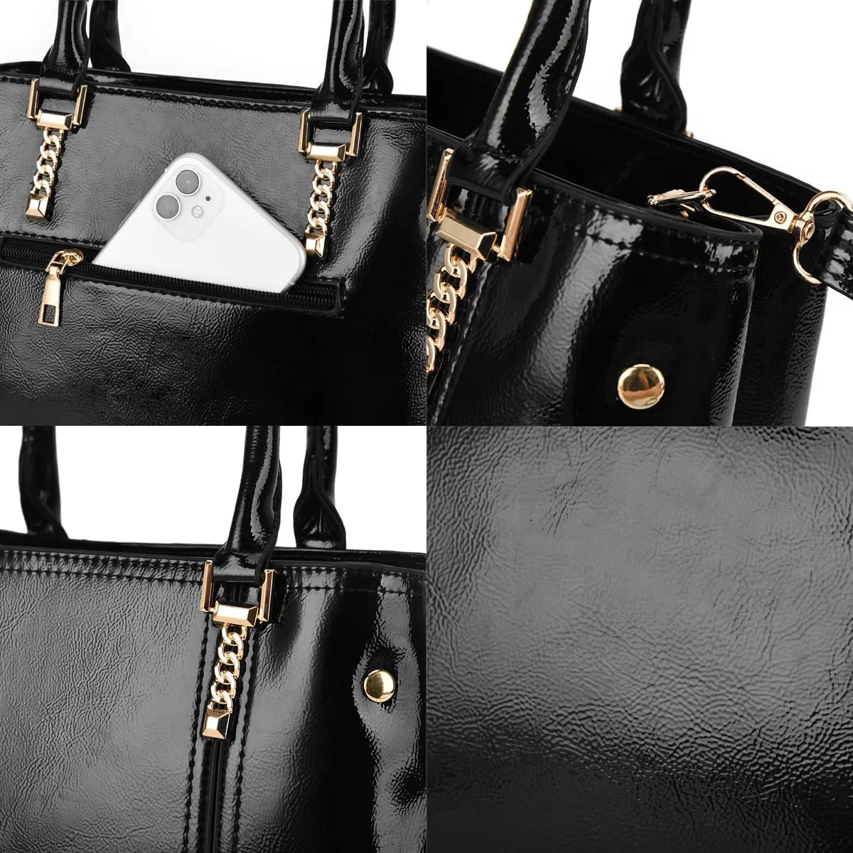 Nevenka Women's Patent Leather Top Handle Large Tote Lady Shoulder Bag Handbag satchel…