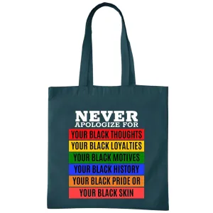 Never apologize for your Black thoughts loyalties for Month Black Multicolor Canvas Tote Bag