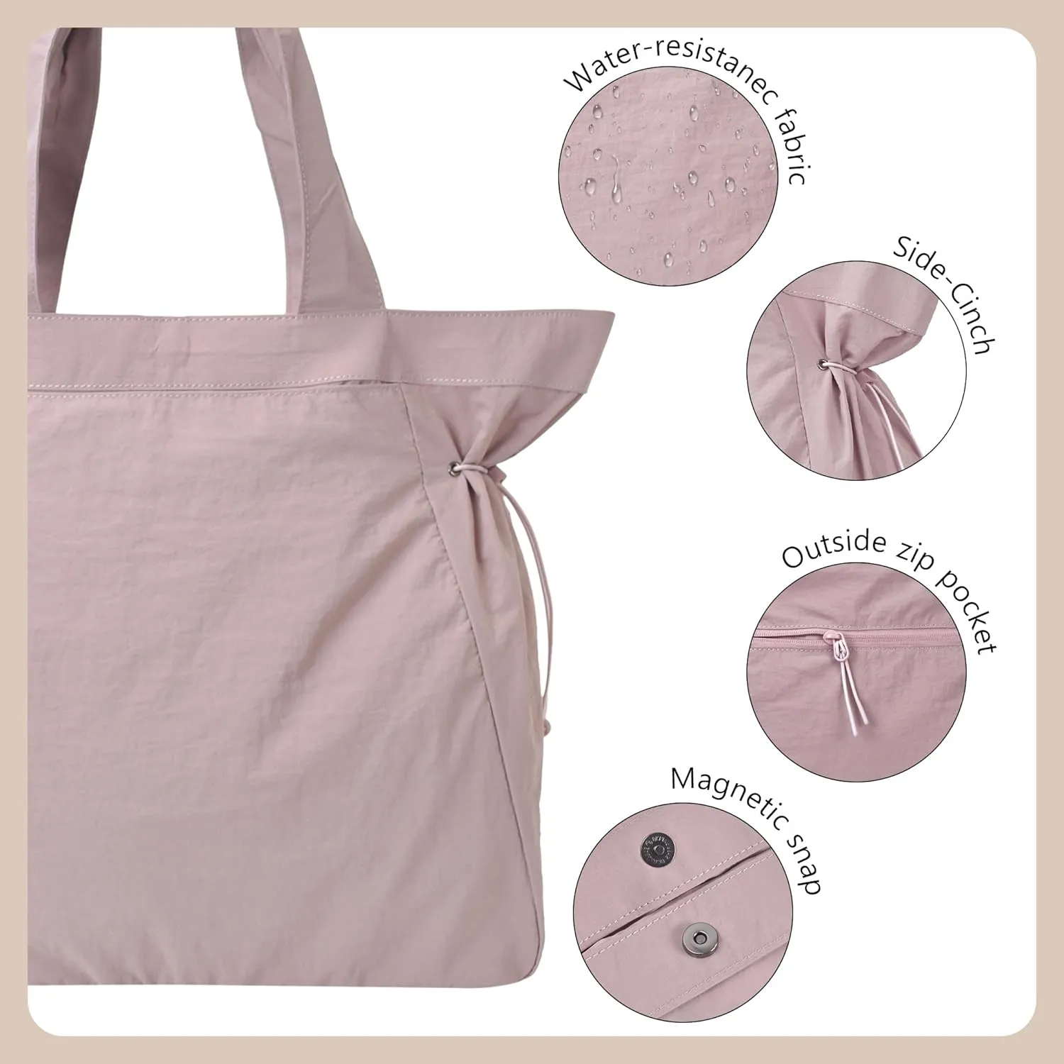 NGIL Side-Cinched Weekender Shopper Tote Bag, Large Yoga Tote Bag for Women, Shoulder Gym Tote, Nurse Essential for Work