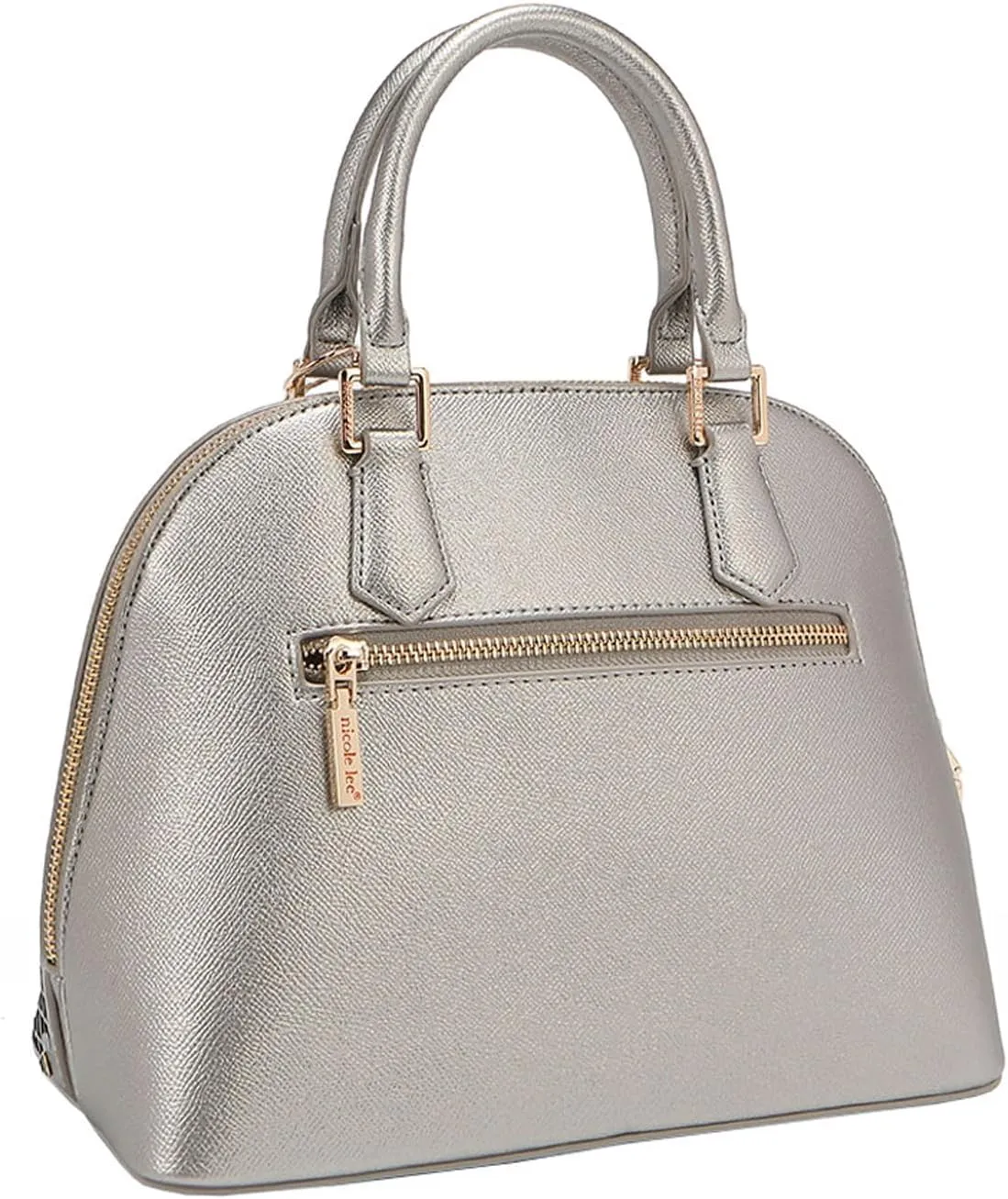 Nicole Lee Dome Satchel, Vegan Leather, Laser-cut Floral Pattern