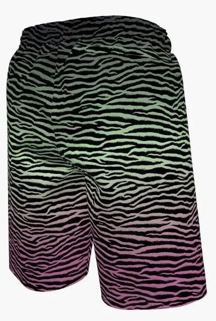 Nike Boys' Tiger Fade 7” Volley Swim Shorts, Black/Green/Pink