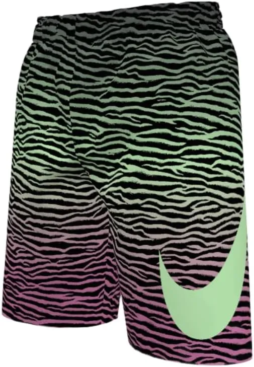 Nike Boys' Tiger Fade 7” Volley Swim Shorts, Black/Green/Pink