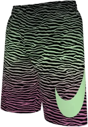 Nike Boys' Tiger Fade 7” Volley Swim Shorts, Black/Green/Pink